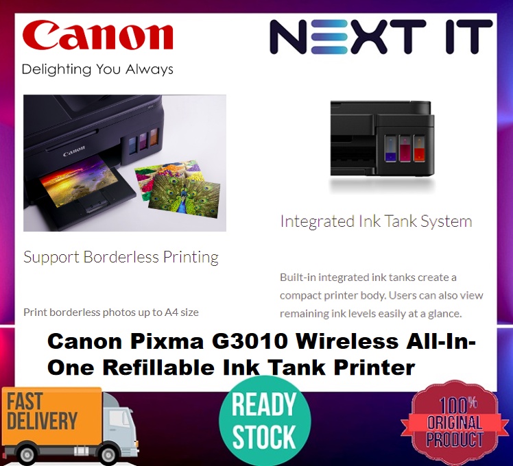 [READY STOCK] Canon PIXMA G3010 Refillable Ink Tank All-In-One Printer ...
