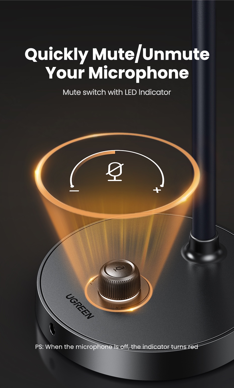 UGREEN USB Desktop Microphone Computer Desktop 60dB Noise Reduction ...
