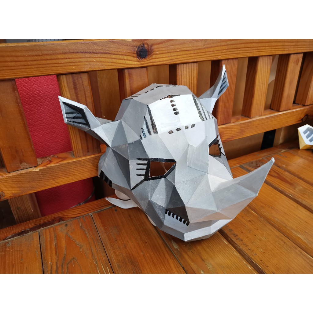 DIY 3D Papercraft A4 Paper Model Decor Kit: Rhino Mask | Shopee Malaysia