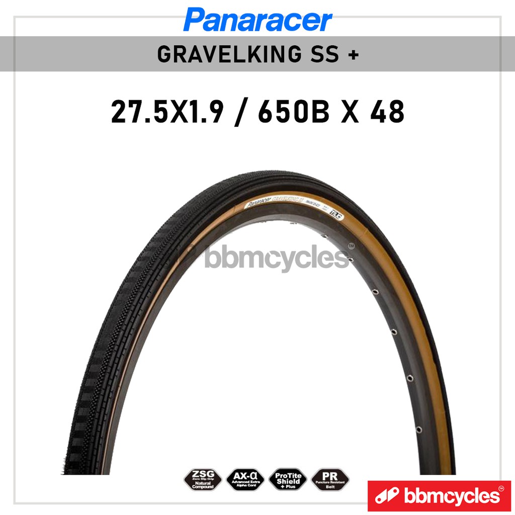 Panaracer GravelKing SS Plus+ Folding Tire - 27.5x1.90 Black/Black, Gravel & Dirt