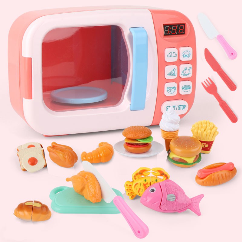 Kid Toy Playset Kitchen Cooking Electronic Microwave Oven Fridge