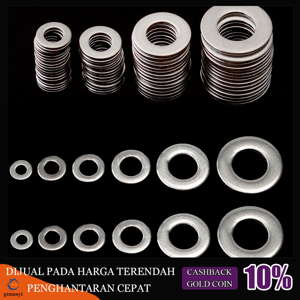 105pcs 304 Stainless Steel Washers Metric Flat Washer Kit M3 M4 M5 M6