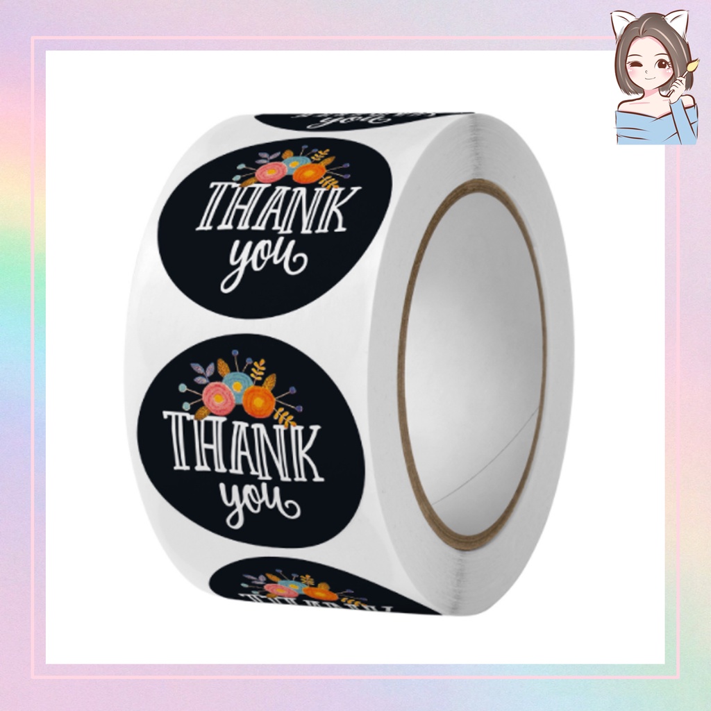 Thank You Sticker 500 Pcs/Roll Business Packaging Seal Label Round ...