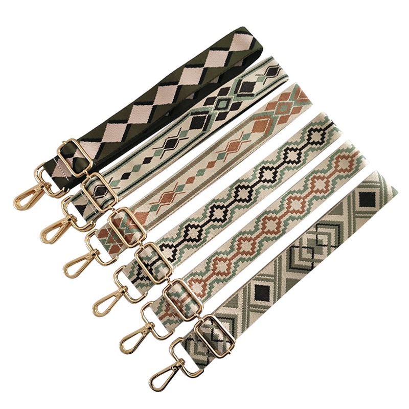 DIY Fashion Backpack Women Jacquard Wide 3.8Cm Crossbody Nylon Bag