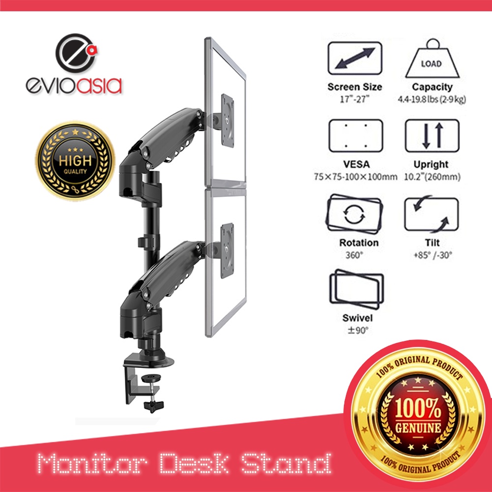 Unicomall Dual Screen Double Extension Flexi Mount Monitor Arm Desk ...