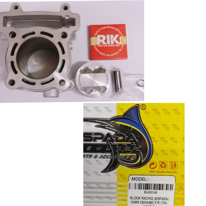 ESPADA LC135 RACING BLOCK SET (62mm)ceramic/forging piston | Shopee ...