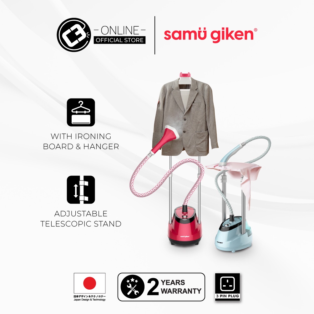 Samu Giken Garment Steamer With Double Rod, Flat Pole & Iron Board