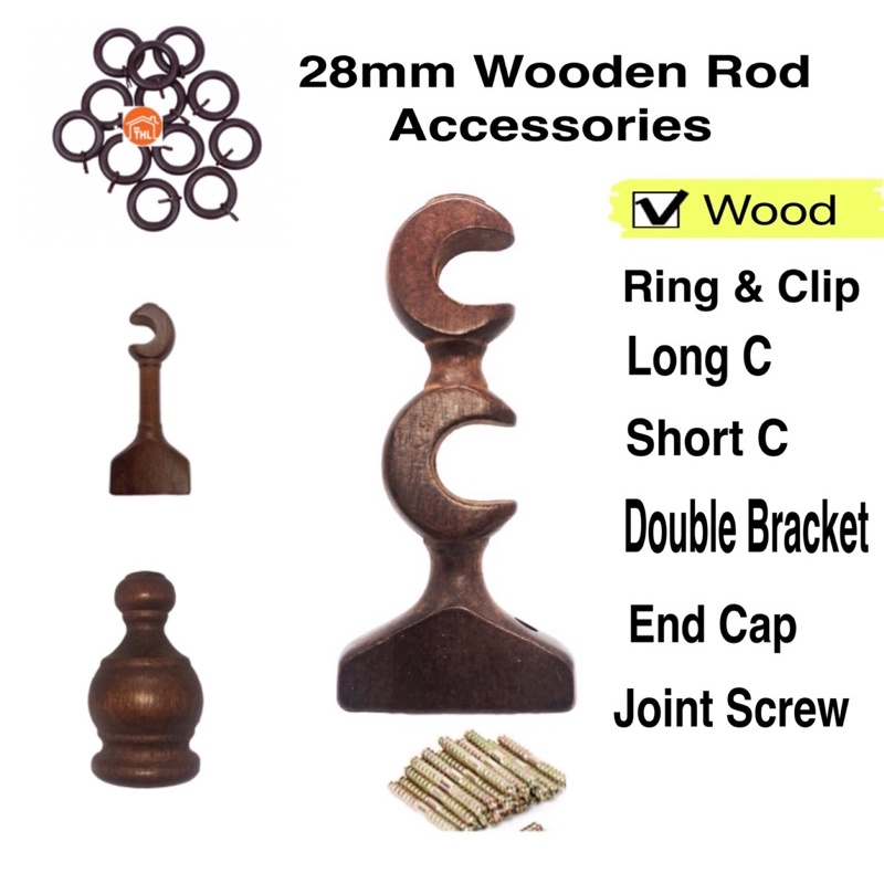 28mm Wooden Rod Accessories Rod Kayu Langsir Shopee Malaysia
