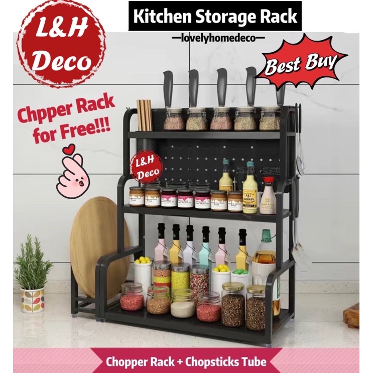 2/3 Tier Kitchen Organizer Rak Serbaguna Kitchen Storage Rack Tools ...