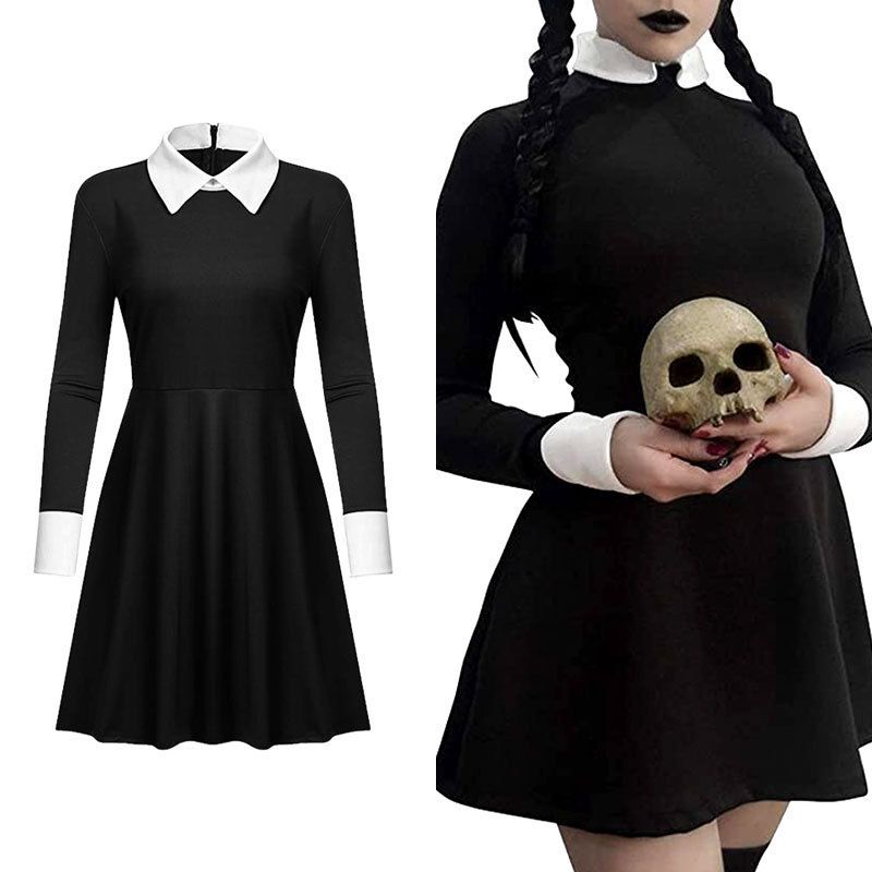 The Addams Family 2 Halloween Black Dress Cosplay Goth Costume Gomez  Morticia Party Costumes