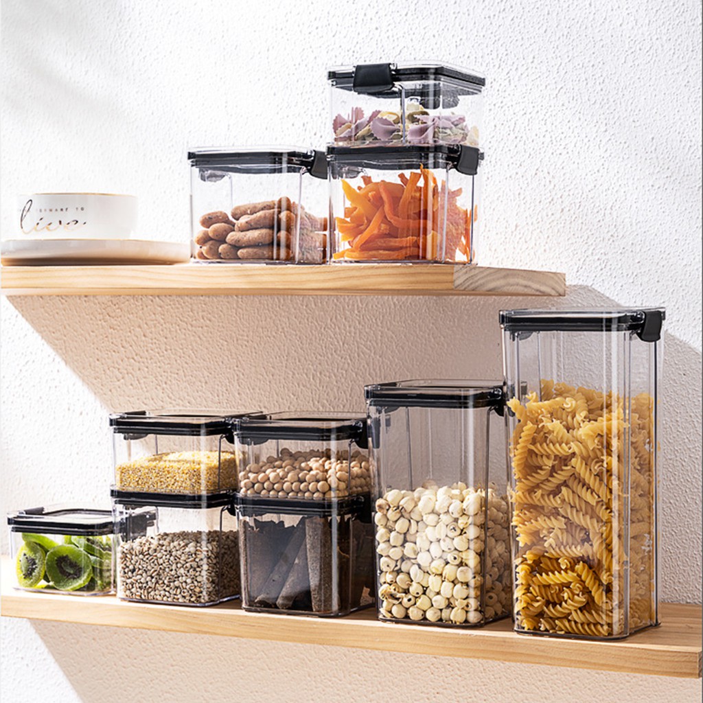 Square Transparent Sealed Fresh-keeping Box Kitchen Cereals Storage 