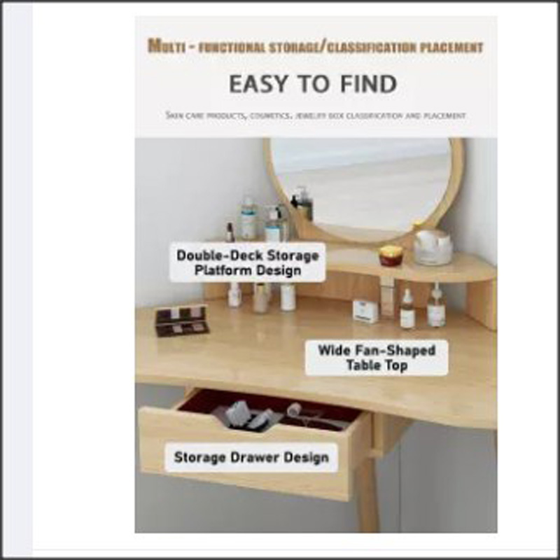 Corner Type Dressing Table with Mirror and Drawers | Golden Vision ...