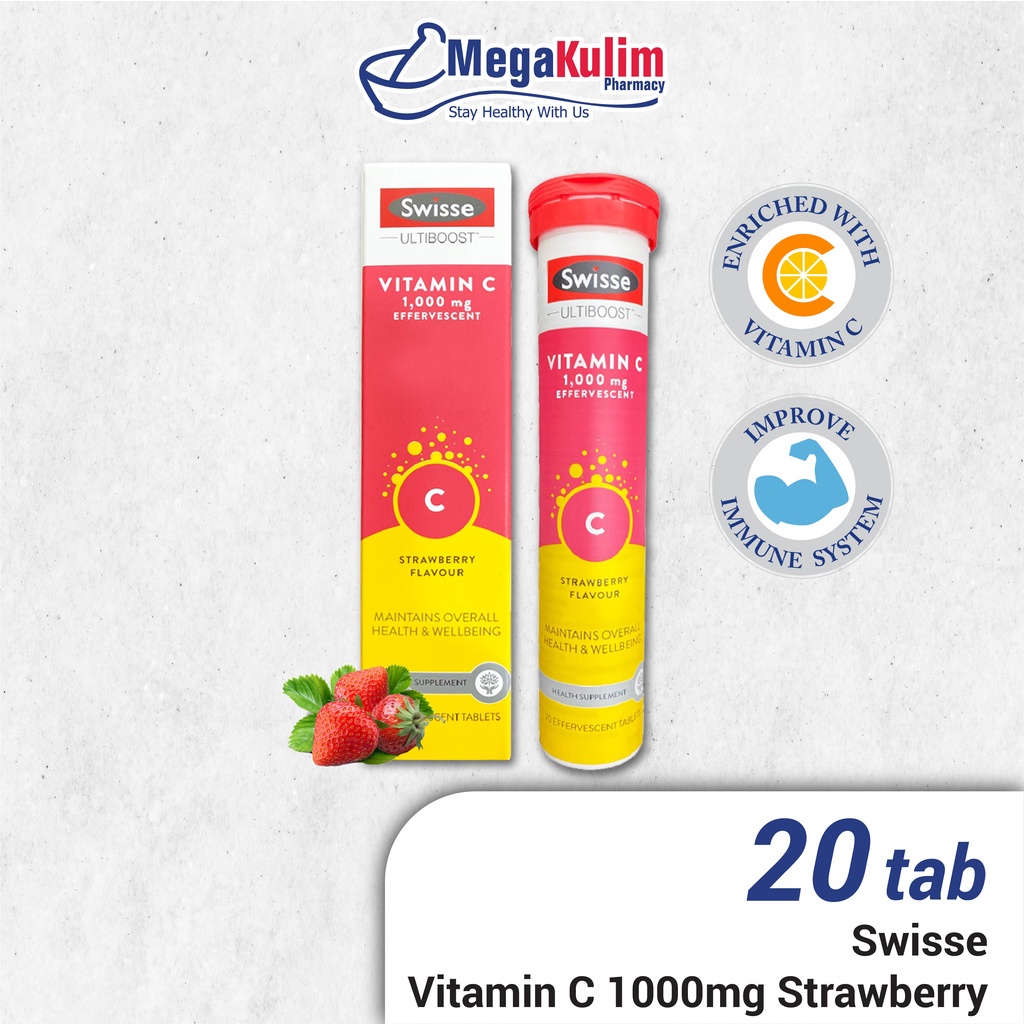Swisse Ultiboost Vitamin C 1000mg Effervescent 20 Tab (Strawberry) Shopee Malaysia