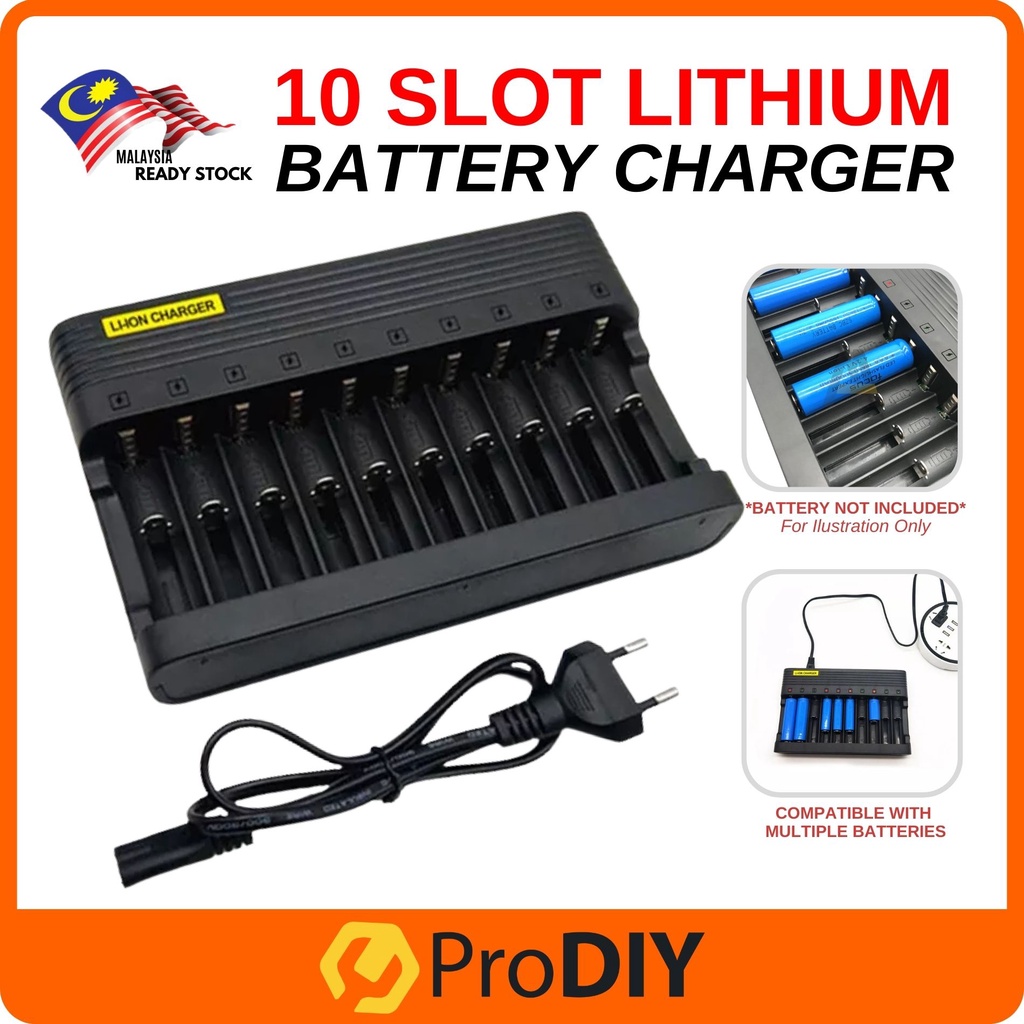 10 Slot Charger Rechargeable Battery Lithium Battery Charger Li on ...