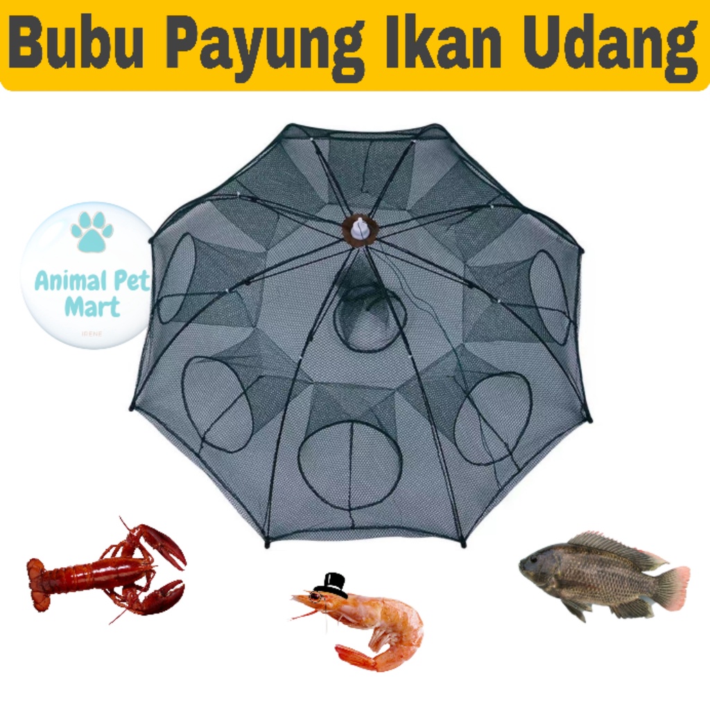 bubu payung jaring ikan bubu ikan jala fishing fish net peralatan portable  udang memancing ketam shrimp crab trap 虾蟹笼鱼网