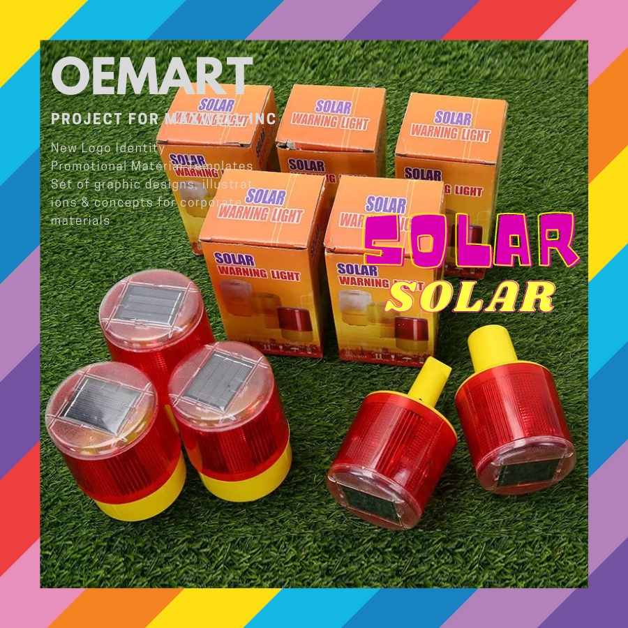 OEMART Solar Led Emergency Warning Flash Light Alarm Lamp Traffic Lampu ...