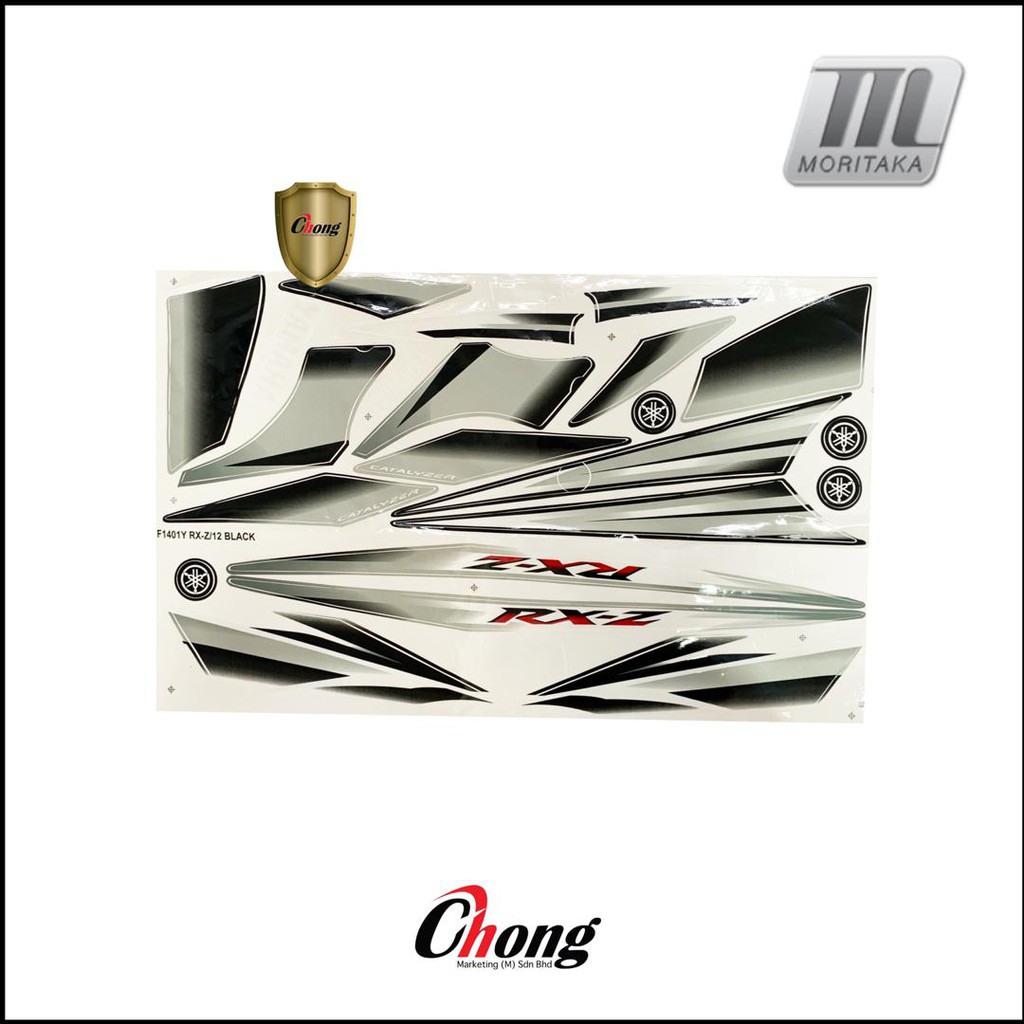Yamaha RXZ Catalyzer (V12) BLACK Moritaka Sticker (Hitam Skala ...