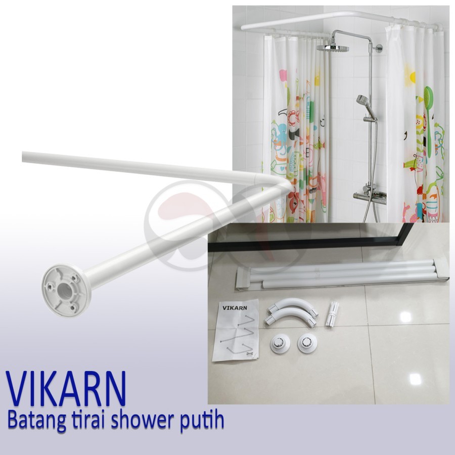 PUTIH Vikarn White shower Curtain Rod/L Shape shower Curtain Rail