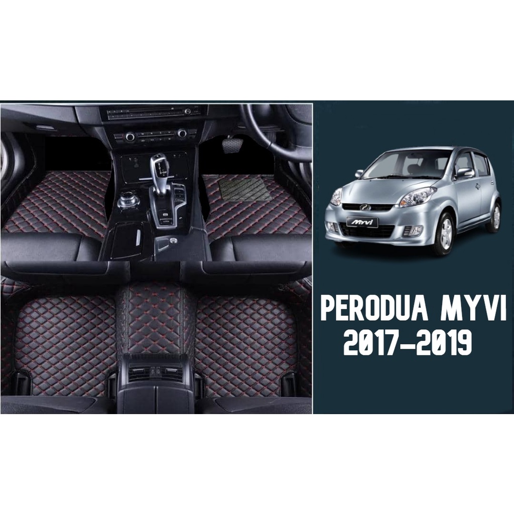 Perodua Myvi 17-present LAPIK KAKI KERETA ANTI SLIP VIP Red Line Series ...