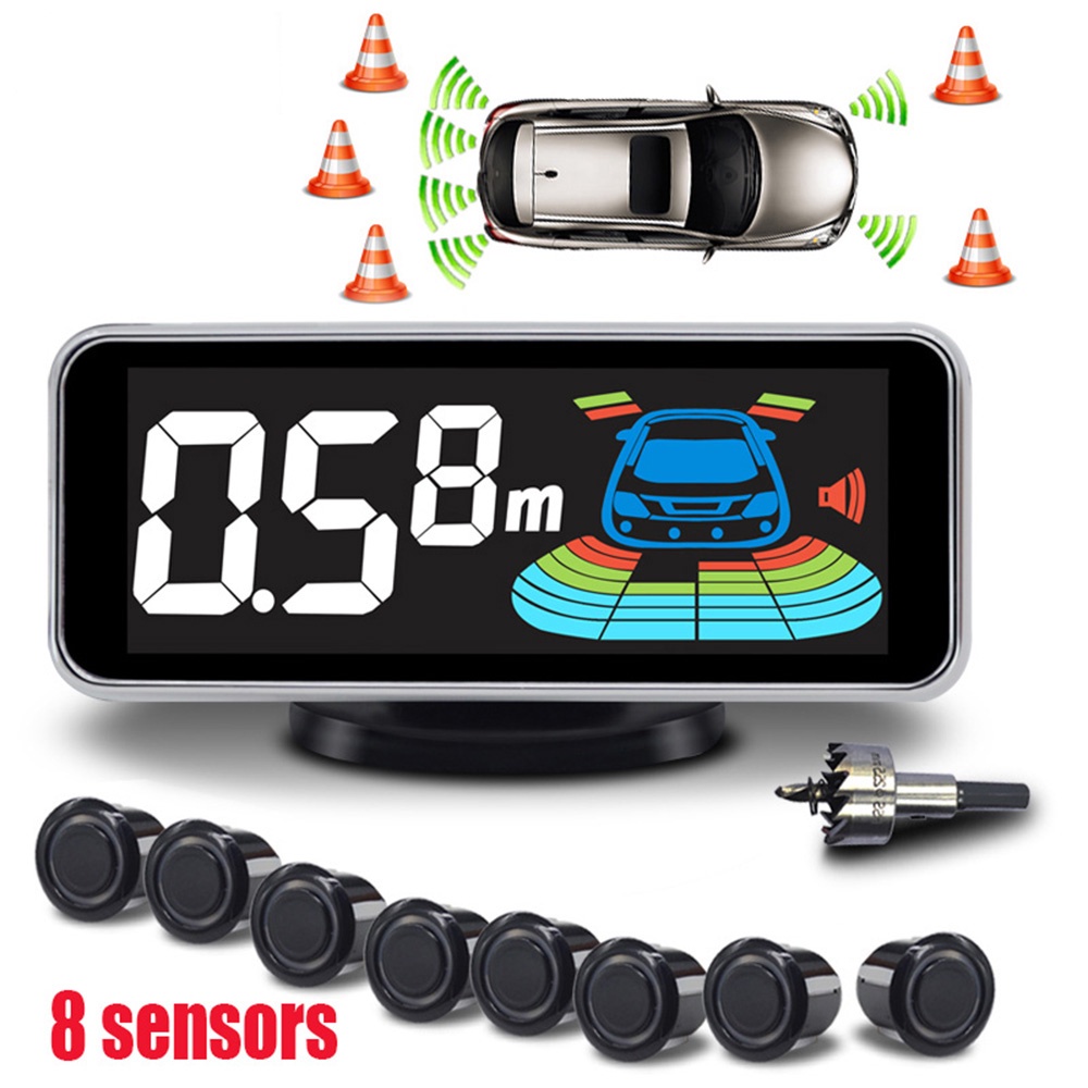 Reversing Camera Parktronic Led Back Up 8 Sensors Car Parking Sensor Kit Reverse Radar Detector 0940