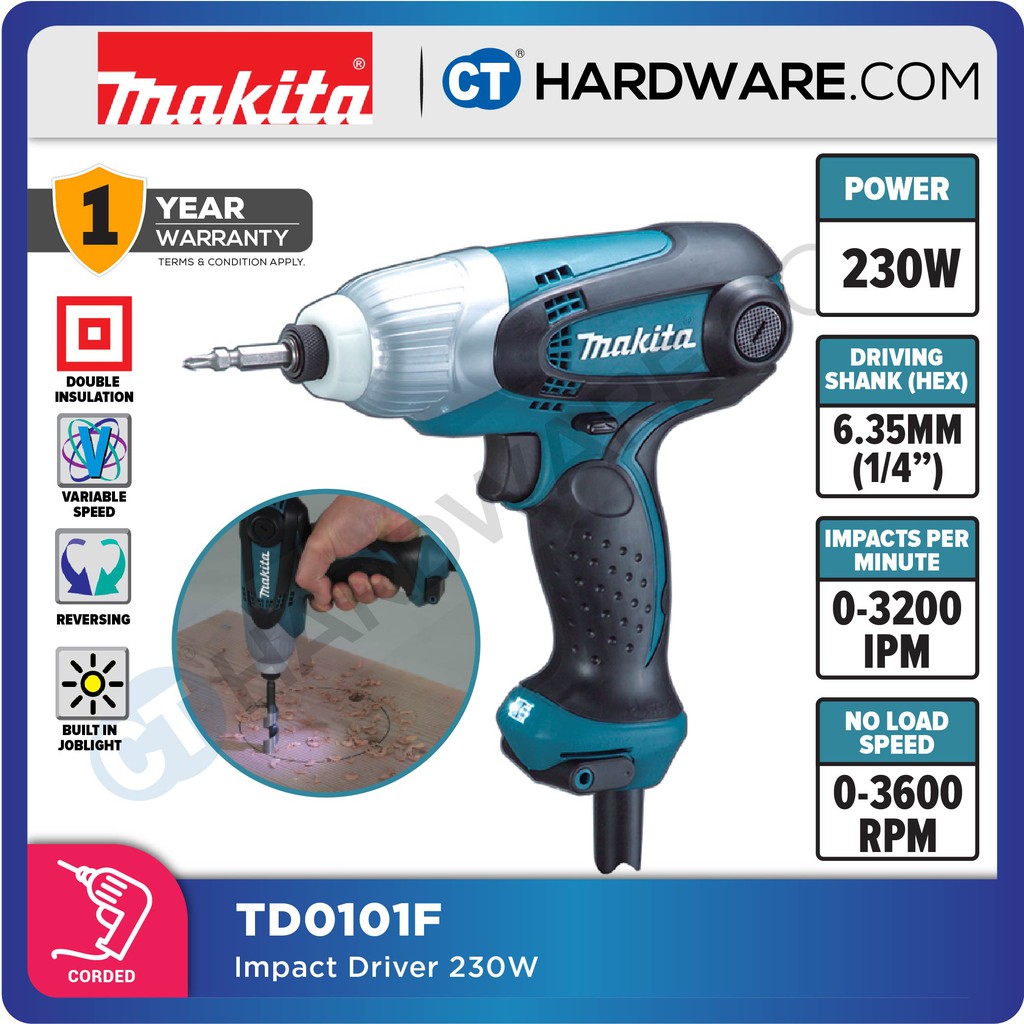 MAKITA TD0101F CORDED IMPACT DRIVER 230W 1 4