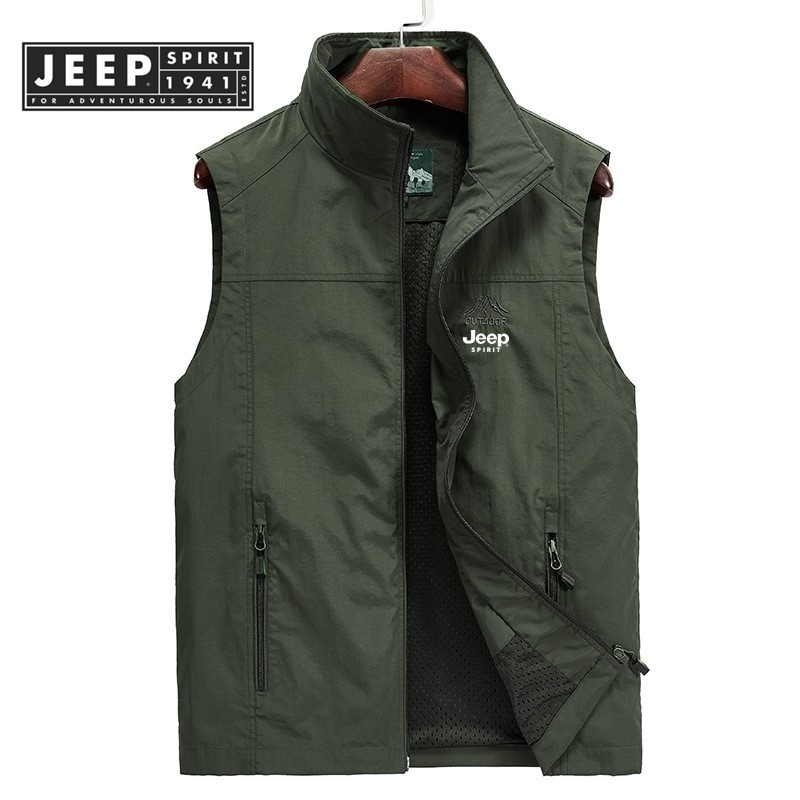 JEEP SPIRIT 1941 ESTD Summer Men s Thin Casual Breathable Vest Jacket Shopee Malaysia