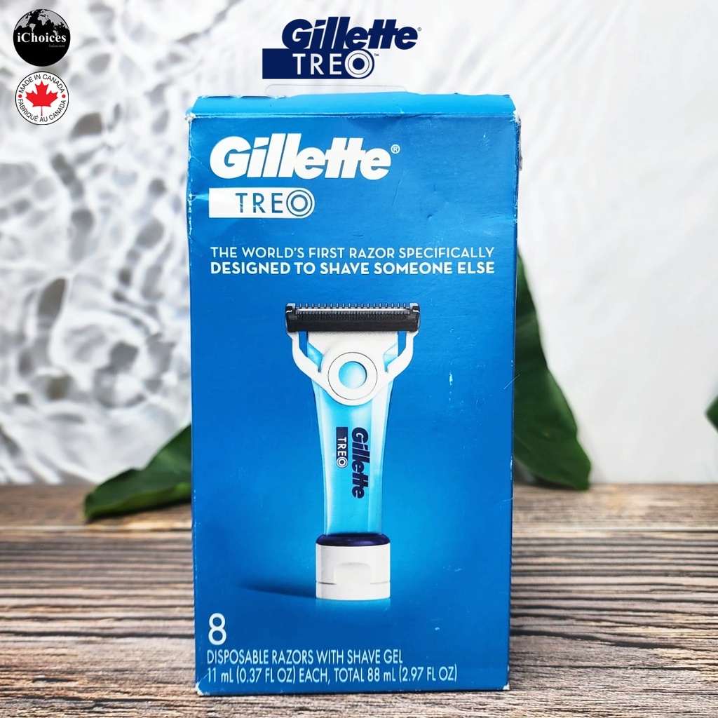 [Gillette] TREO Caregiver Razor 8 Disposable Razors with Shave Gel 88 ...