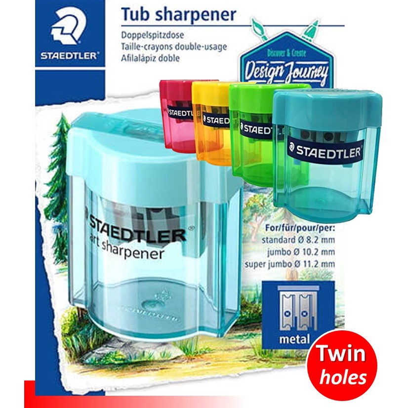 Staedtler Design Journey Double Pencil Tub Sharpener 2 Holes Normal and ...