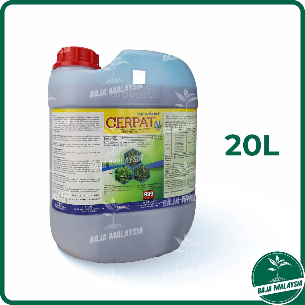 BIOVISTA Cerpat 20 Liter Glufosinate-Ammonium 5.66% Herbicide Racun ...