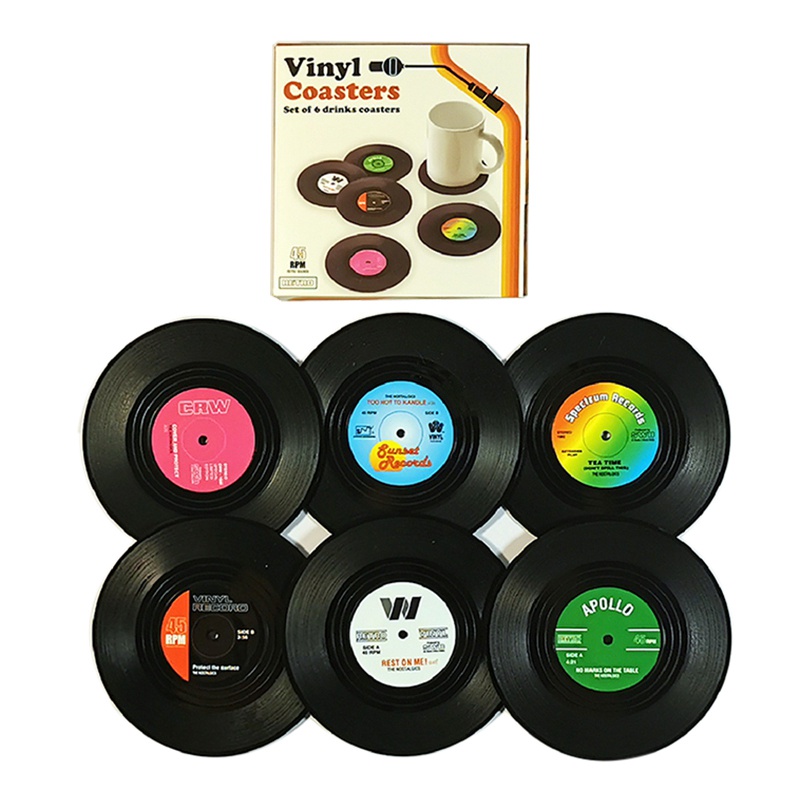 2/4/6 Pcs/set Retro Vinyl Record Coasters Creative CD Table Mats Home ...