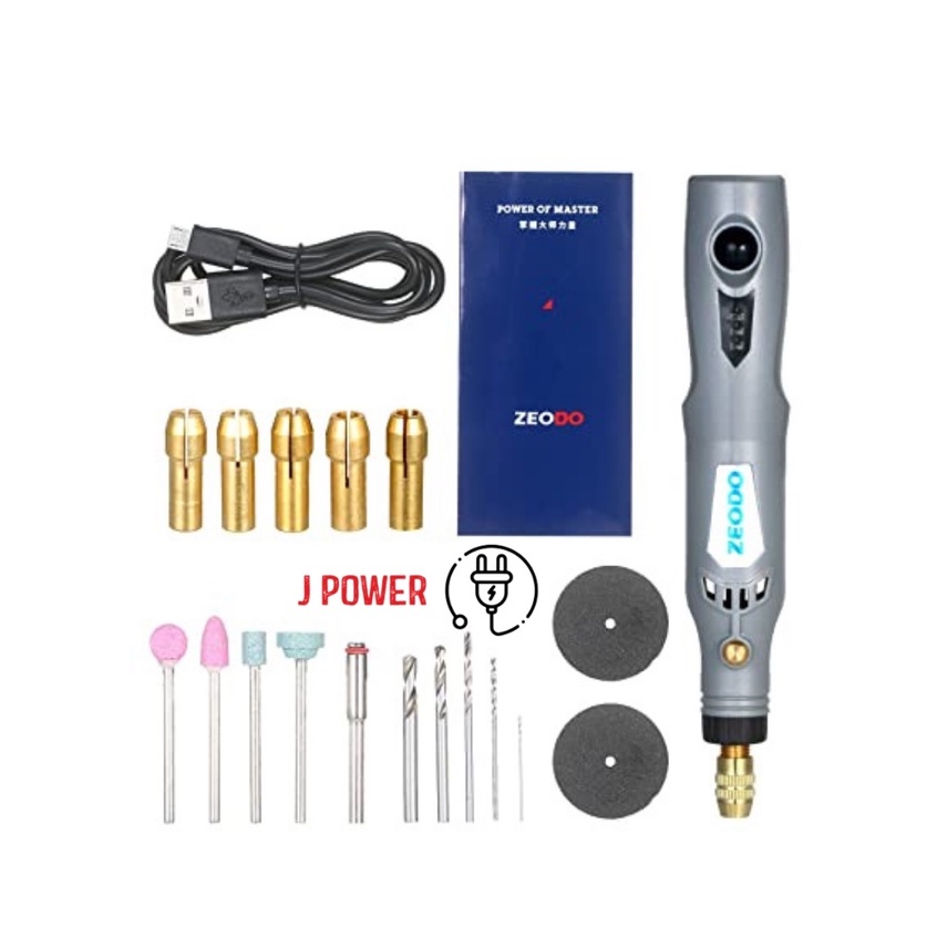 Mini Crodless Electric Grinder Set ZEODO USB 3.7V DC 20W Variable Speed