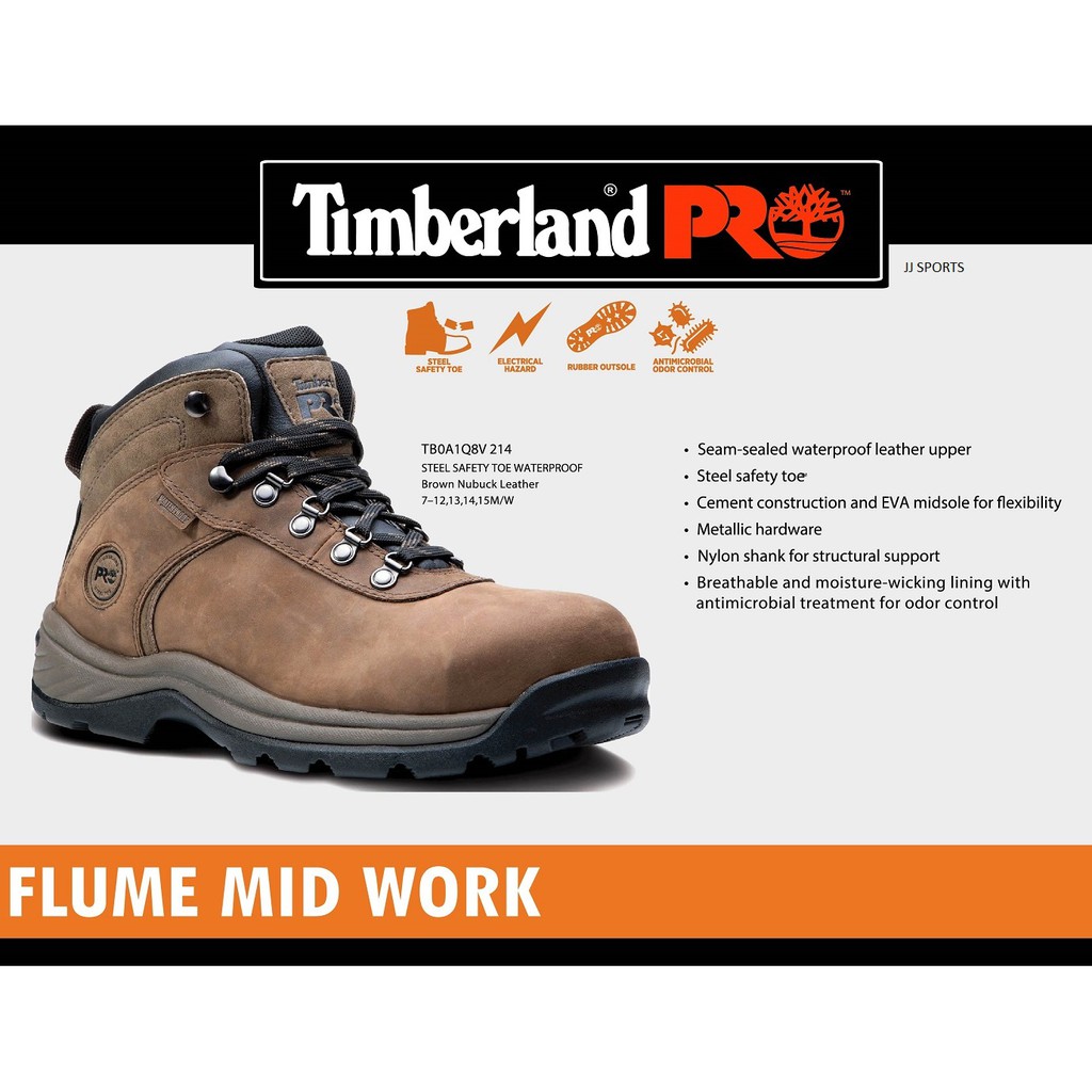 Timberland pro men's flume mid waterproof best sale steel toe work boots