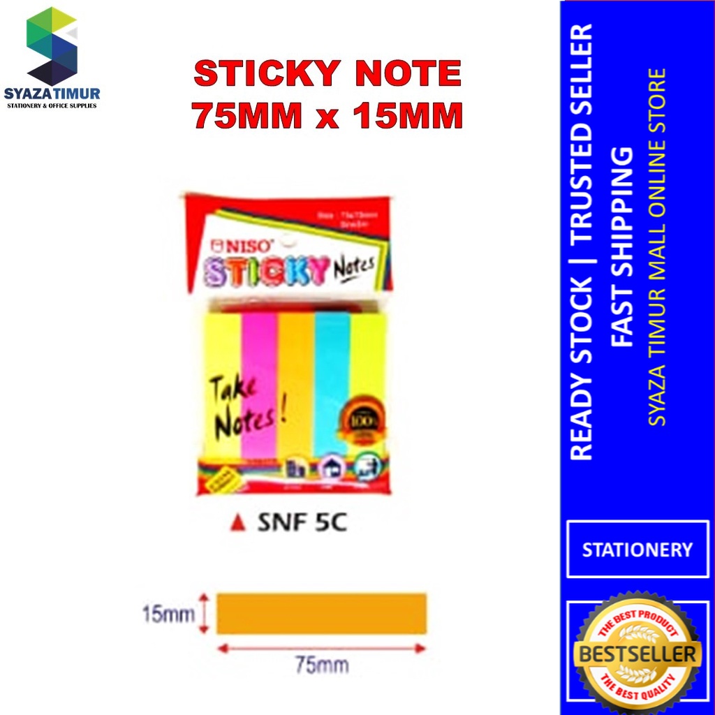 NISO Sticky Note 75mm x 15mm SNF5C / Stick Note | Shopee Malaysia