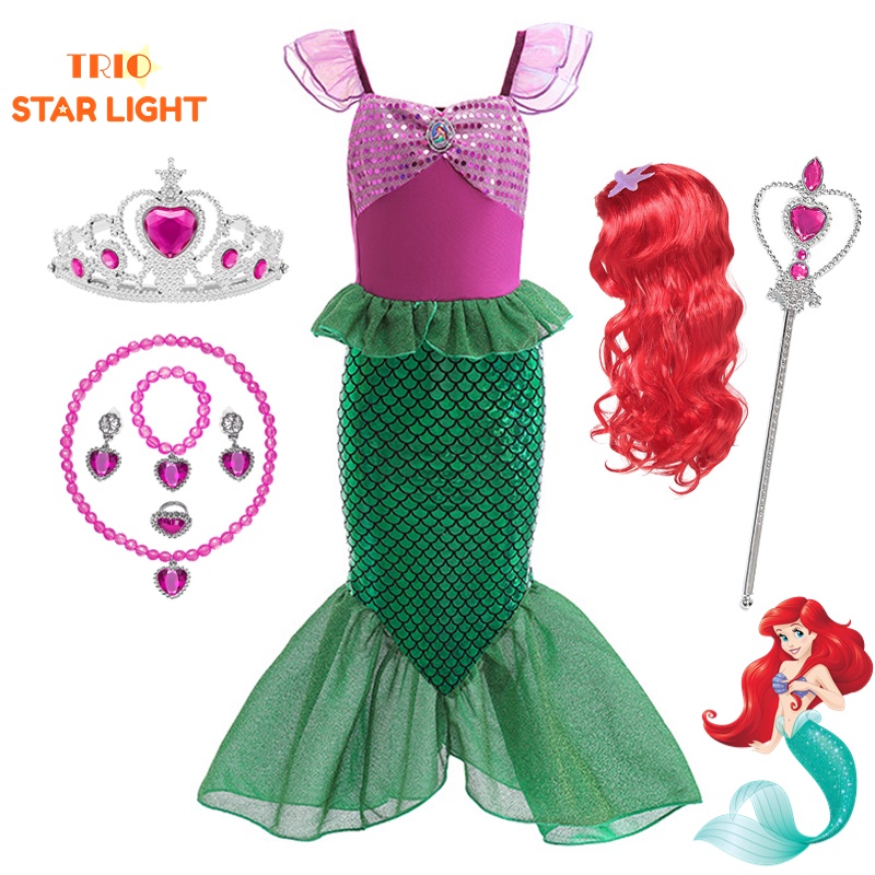 Girls Cosplay Mermaid Costume Kids Birthday Party Mermaid Dress Up