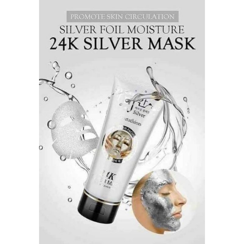 24k silver mask l glutathione L-Glutathione Silver (220 ml) and tranexamic acid works together to fade the appearance of dark spots 24K Korea Gold Silver Mask