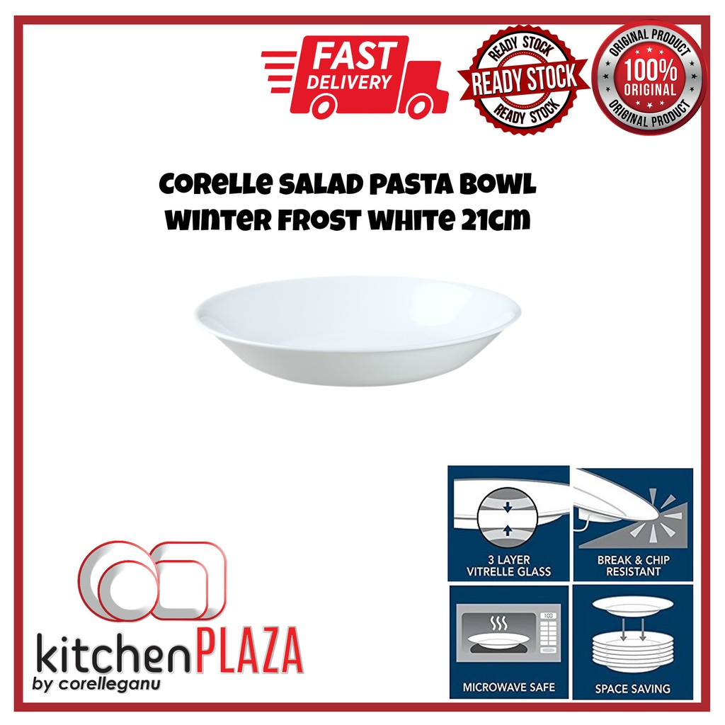 Corelle Winter Frost White Salad Pasta Bowl 21cm Shopee Malaysia