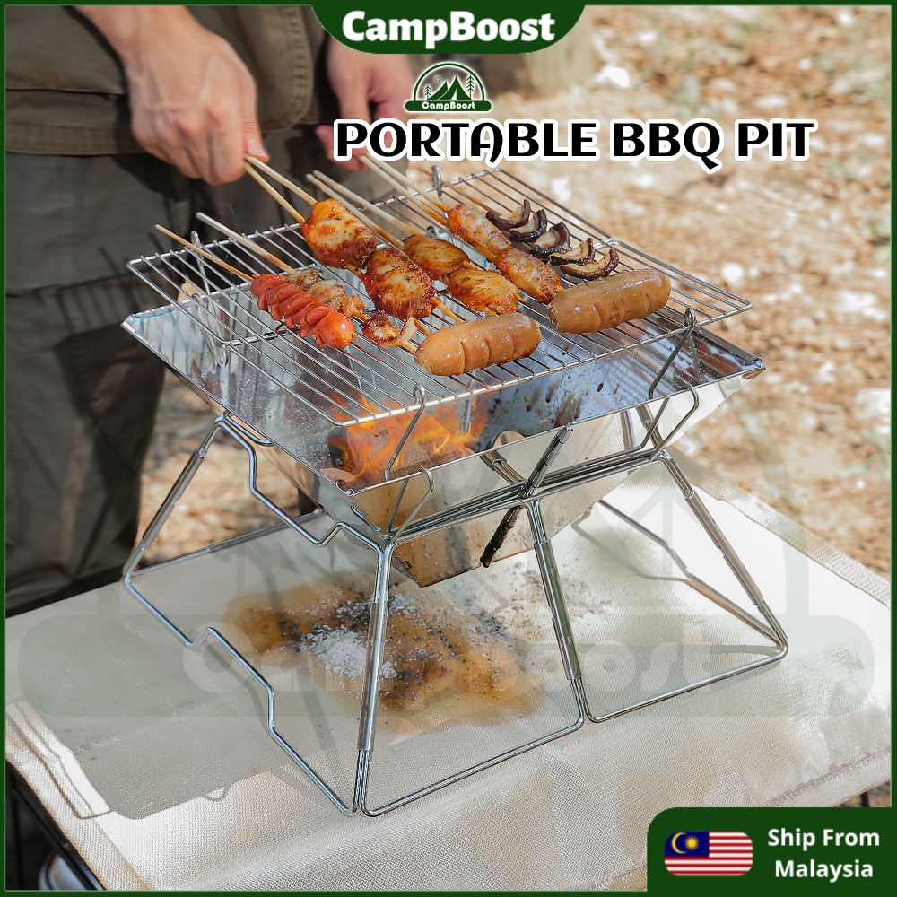 CampBoost Camping Portable BBQ Rack BARBECUE Pit Stainless Steel ...
