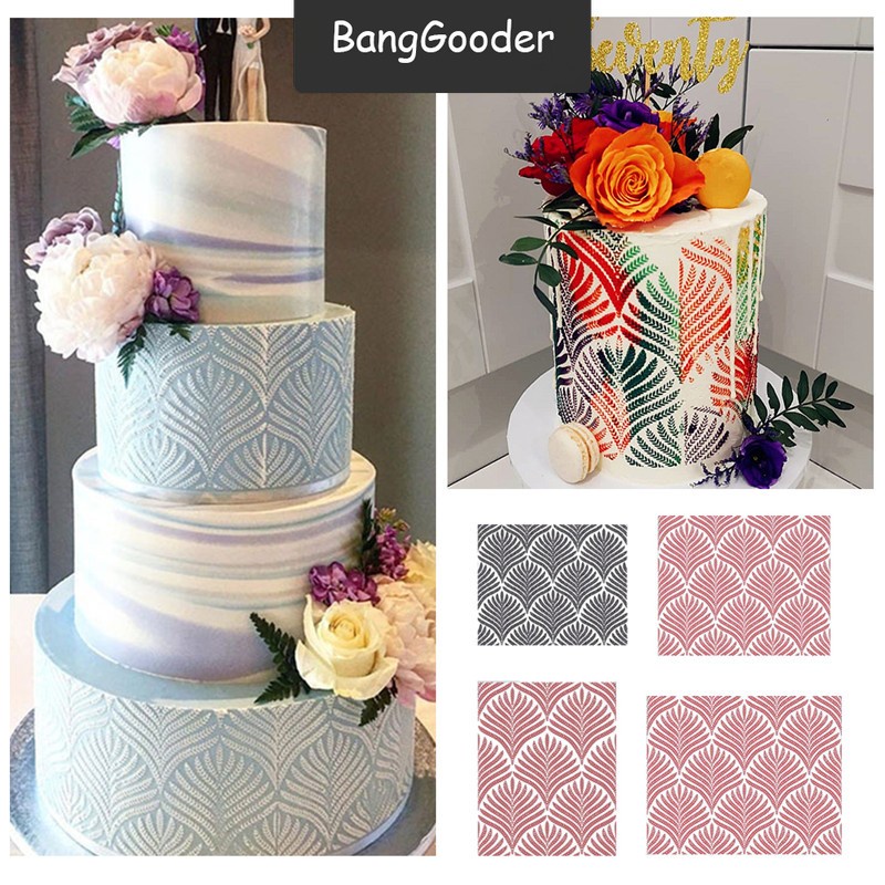 BG Wheat Spike Pattern DIY Cake Drawing Lace Mold Cake Stencil Plastic ...