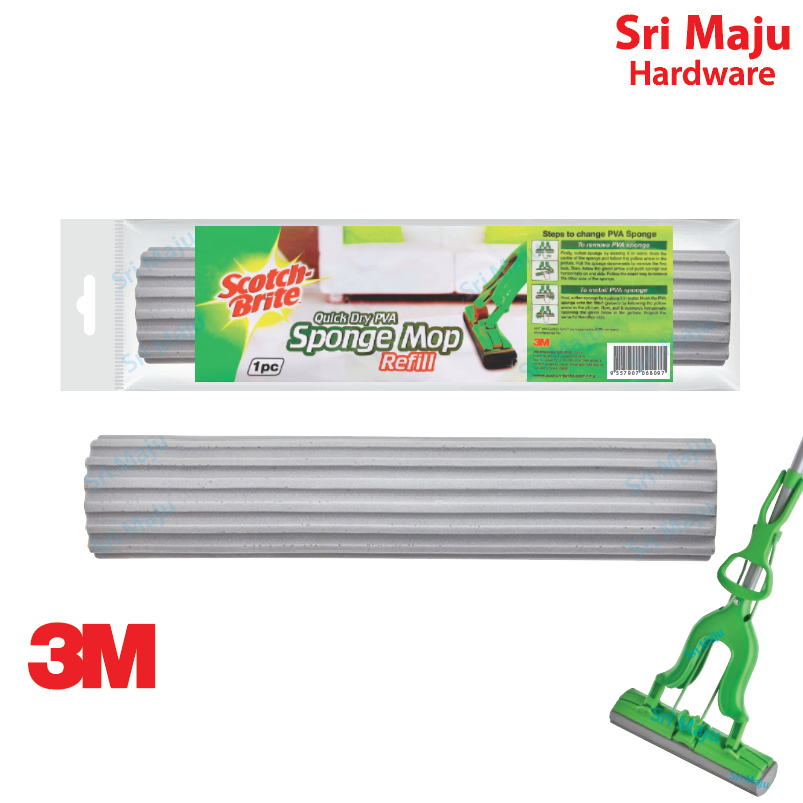 MAJU 3M Scotch Brite Quick Dry PVA Sponge Mop Refill Only Hands Free