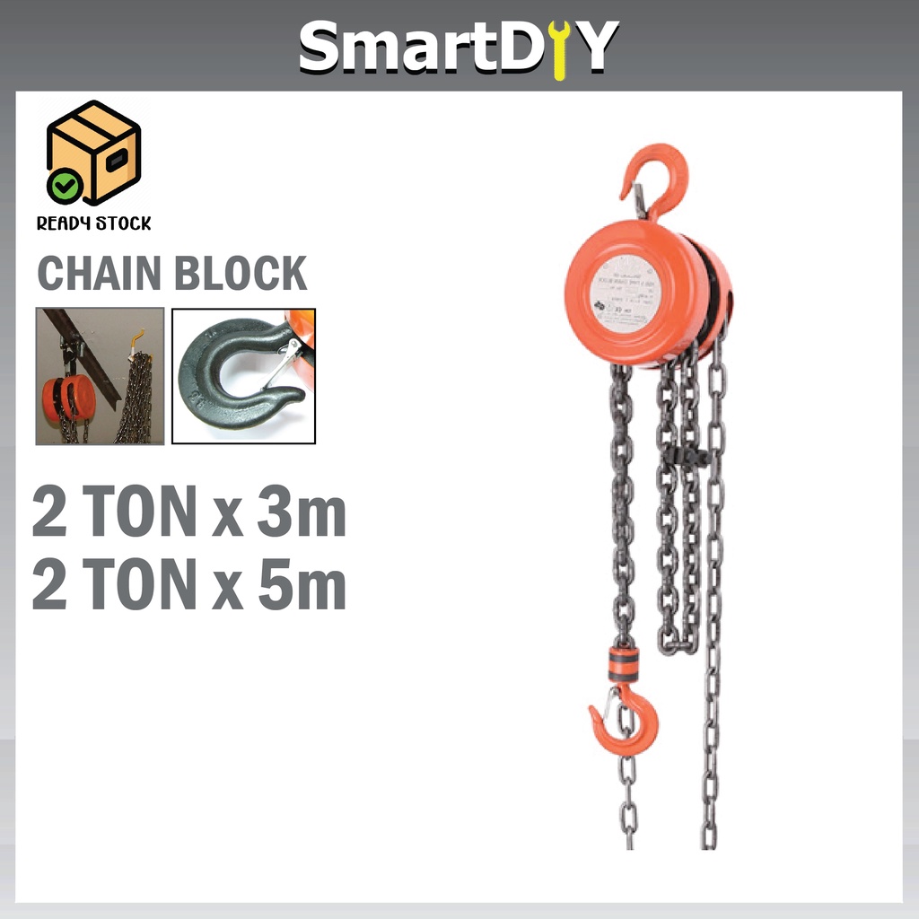 2 Ton X 5 Meter Heavy Duty Manual Chain Block / Chain Hoist / Chain ...