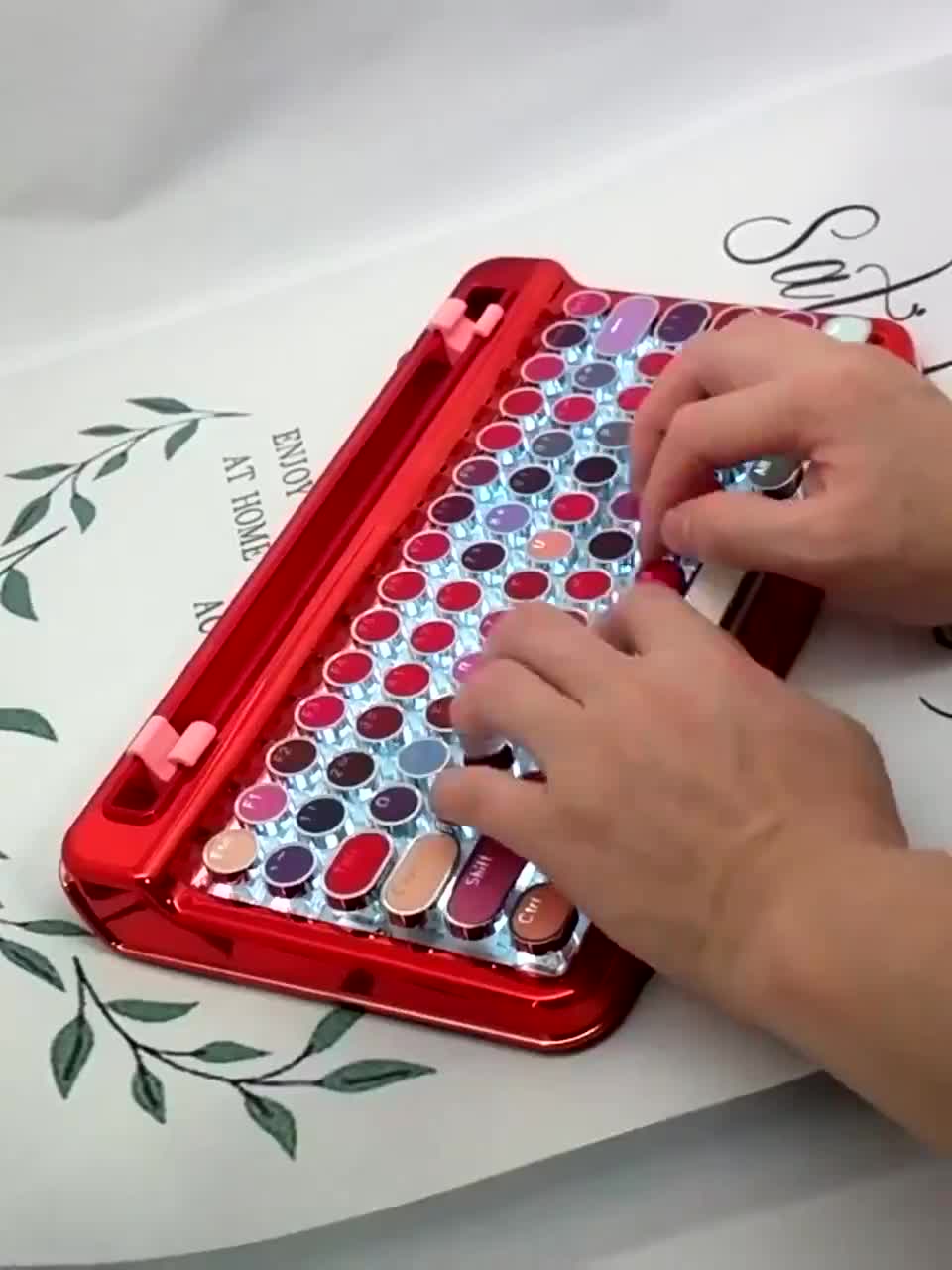 Retro Style Mechanical Keyboard for Fashion Office Lady Girl, Bluetooth ...