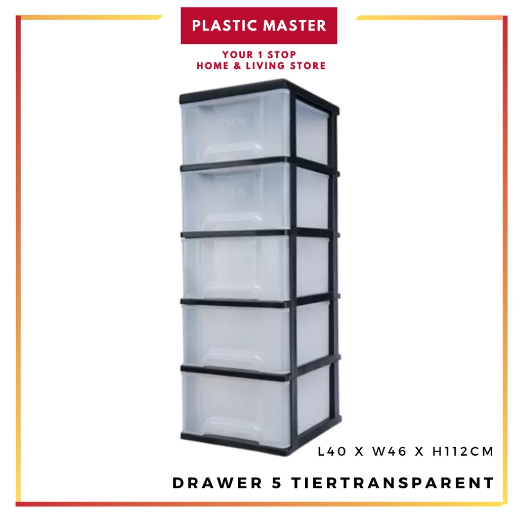 Drawer 5 Tier Transparent Storage Box Storage Organiser