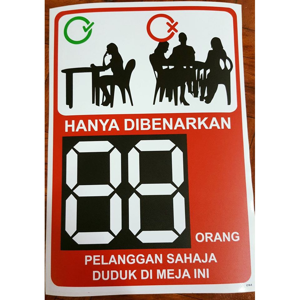 Sticker SOP Pencegahan COVID19-JUMLAH PELANGGAN DI MEJA (C19-5 ...