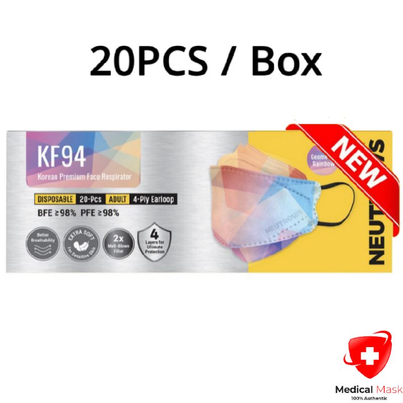 Neutrovis KF94 Geometric Rainbow Medical Face Mask / Neutrovis KF94 New
