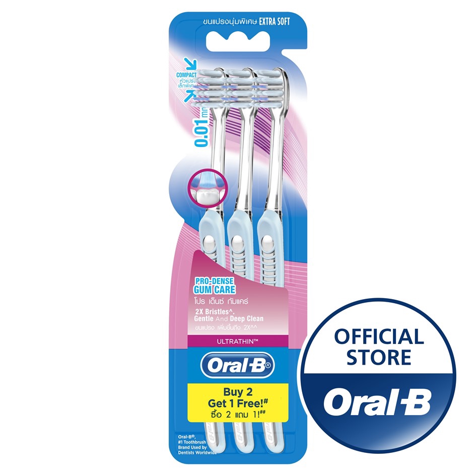 Oral-B UltraThin Pro-Dense Gum Care Manual Toothbrush (3 Counts ...