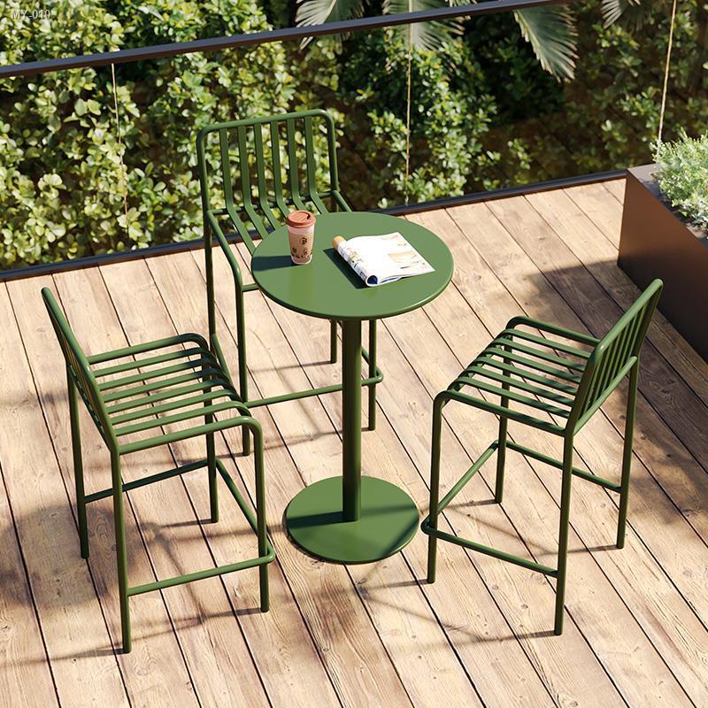 Modern wrought iron bar table and chairs outdoor backrest villa