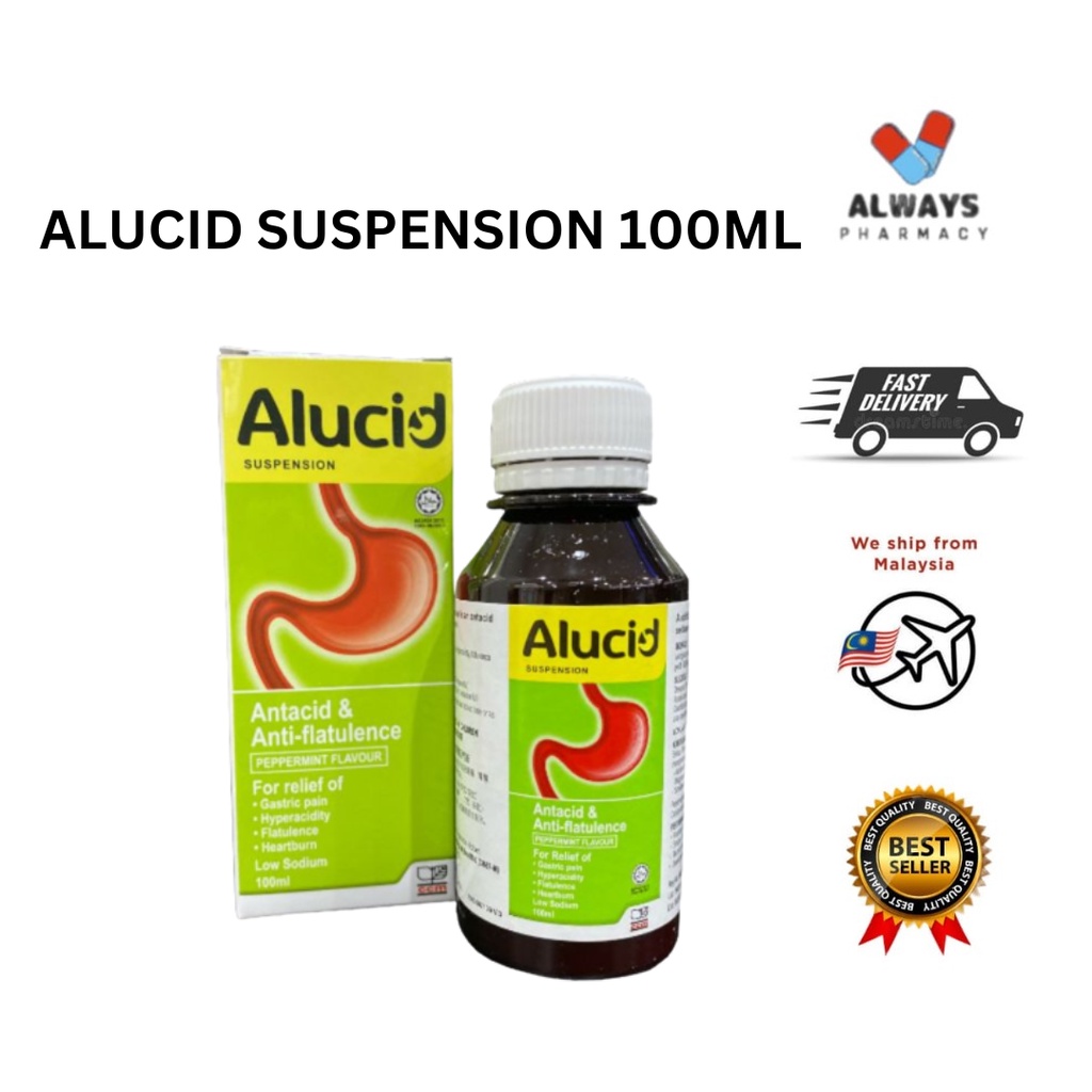 ALUCID SUSPENSION 100ML UNTUK ANGIN GASTRIK SEBU PERUT | Shopee Malaysia