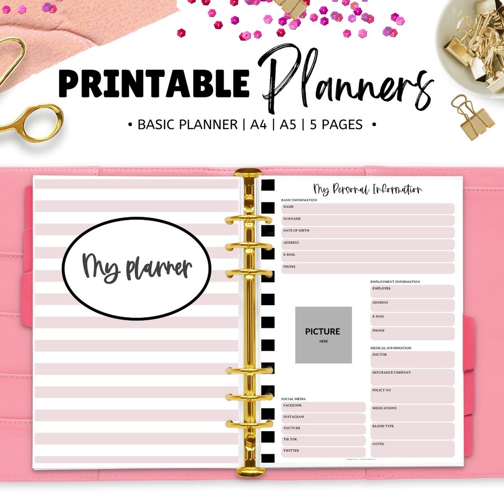 Basic Personal Printable Planner PDF Journal Minimalist Printable ...