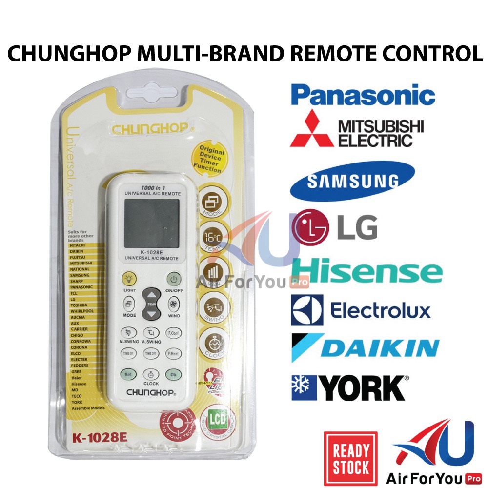 (READY STOCK) CHUNGHOP Universal Aircond Remote Control K1028E (Original CHUNGHOP)[SHIP SAME