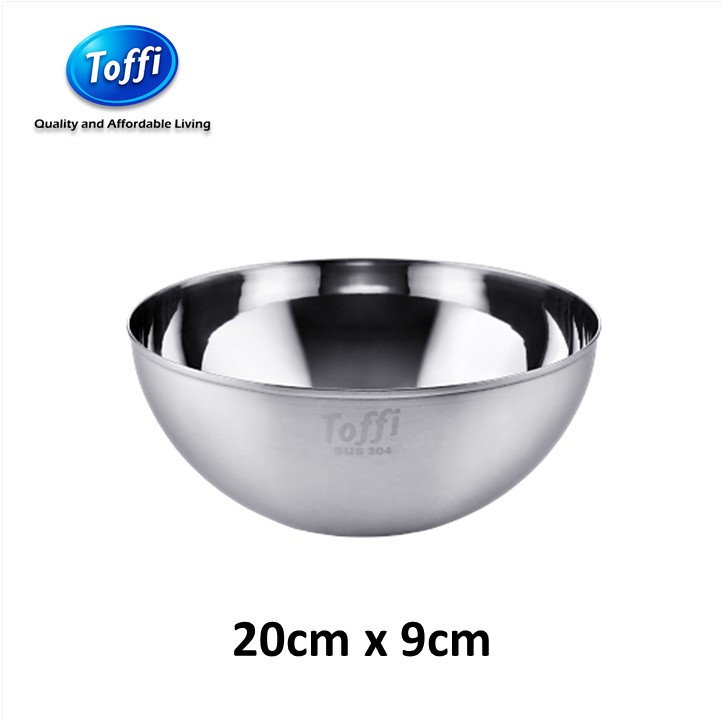 Toffi Deep Mixing Bowl Salad Bowl Stainless Steel Mangkuk Dalam Cm